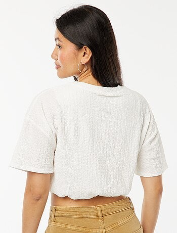 T-shirt curta em malha gofrada