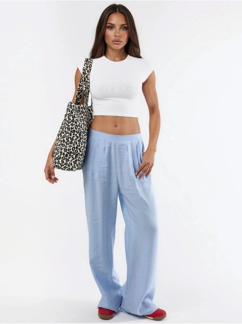 T-shirt curta lisa com gola redonda busem Branco - Kiabi