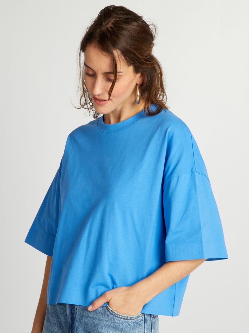 T-shirt curta oversize AZUL - Kiabi