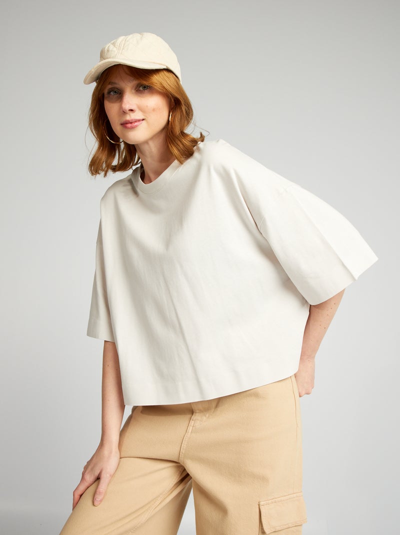 T-shirt curta oversize Branco - Kiabi