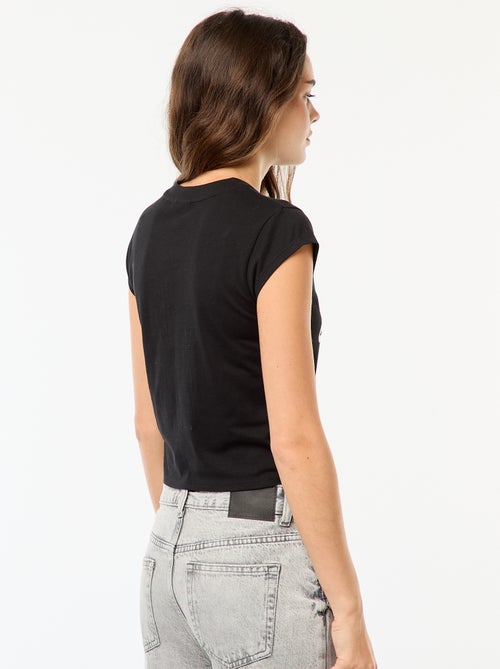 T-shirt curto com estampado fantasia - Kiabi