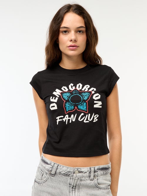 T-shirt curto com estampado fantasia - Kiabi