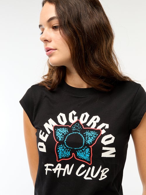 T-shirt curto com estampado fantasia - Kiabi