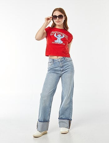 T-shirt curto estampado 'Stitch'
