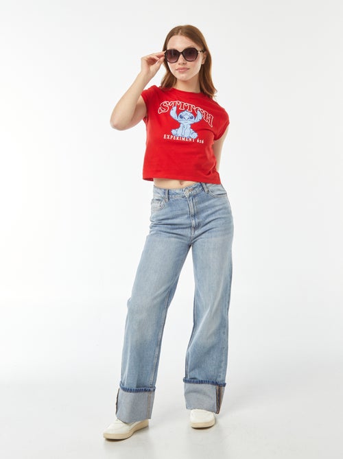 T-shirt curto estampado 'Stitch' - Kiabi