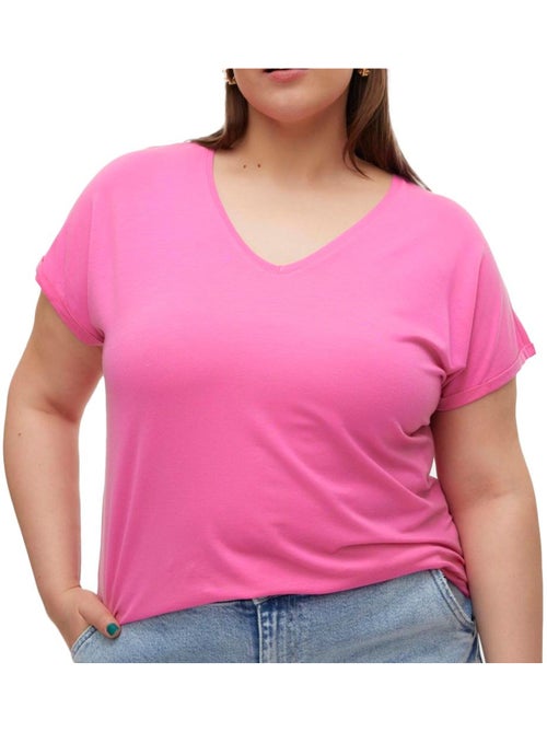 T-shirt curvy rosa fúcsia vero moda aya para mulher - Kiabi T-shirt curvy rosa fúcsia vero moda aya para mulher - Kiabi