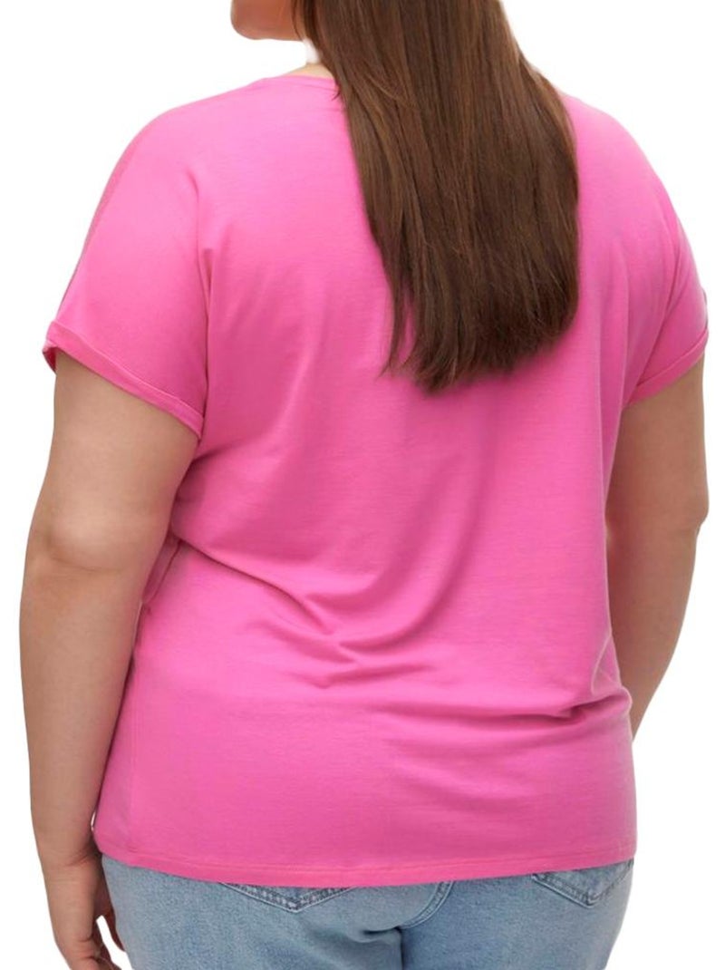 T-shirt Curvy Rosa Fúcsia Vero Moda Aya para Mulher Rosa - Kiabi
