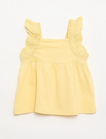 T-shirt de alças com folhos