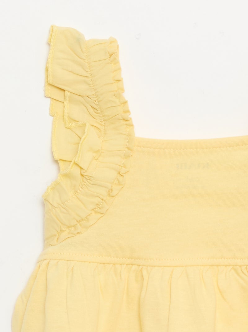 T-shirt de alças com folhos Amarelo - Kiabi