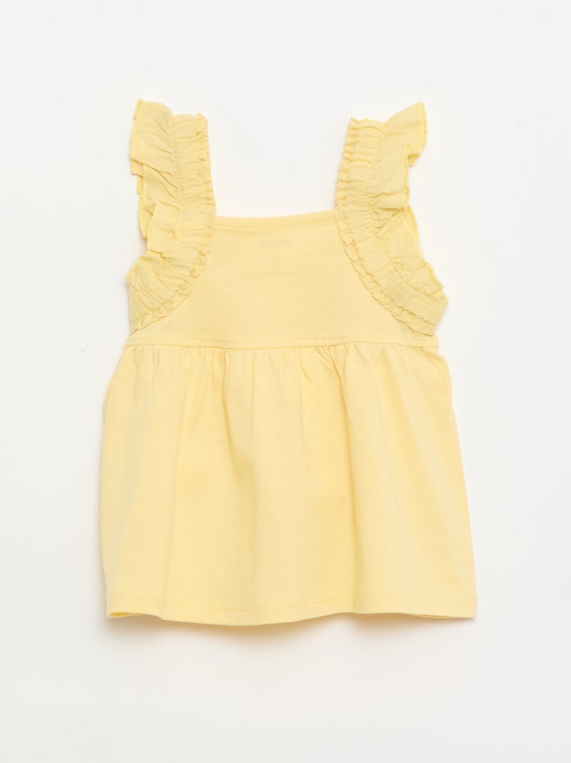 T-shirt de alças com folhos Amarelo - Kiabi