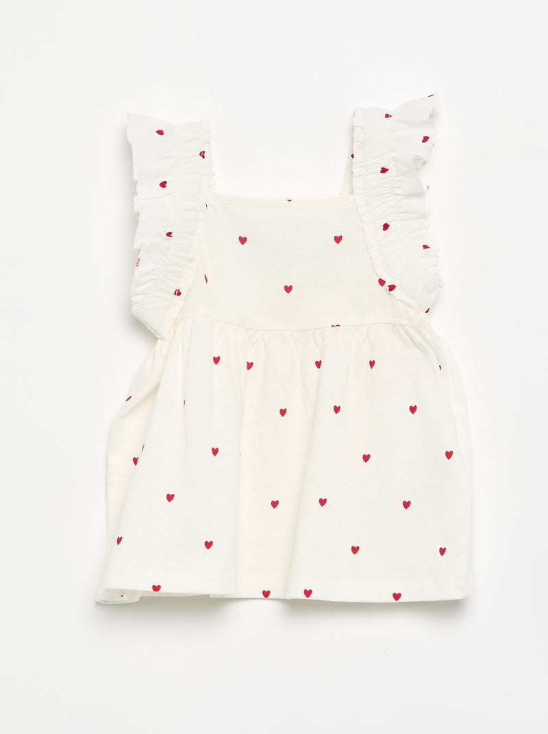 T-shirt de alças com folhos Branco - Kiabi