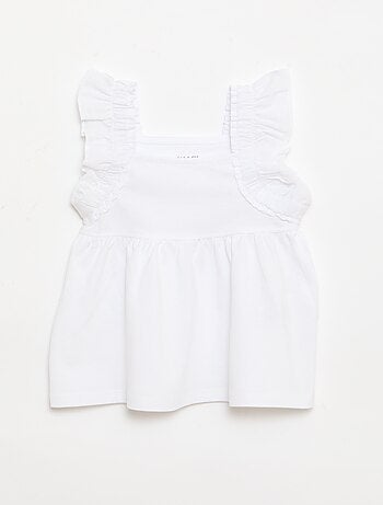 T-shirt de alças com folhos