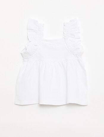 T-shirt de alças com folhos