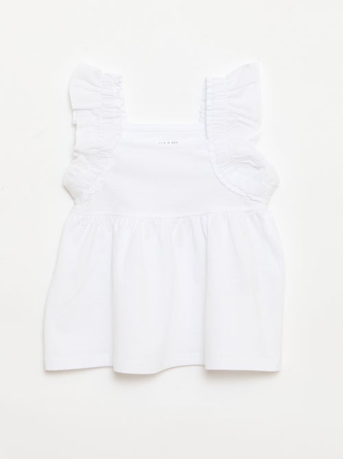 T-shirt de alças com folhos - Kiabi