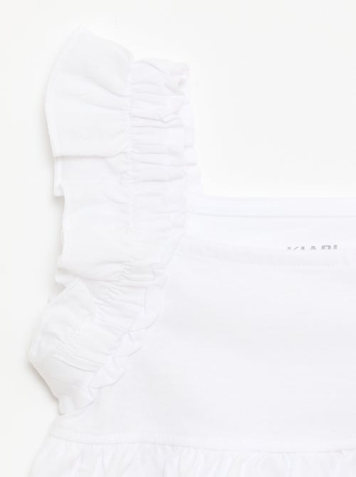 T-shirt de alças com folhos - Kiabi