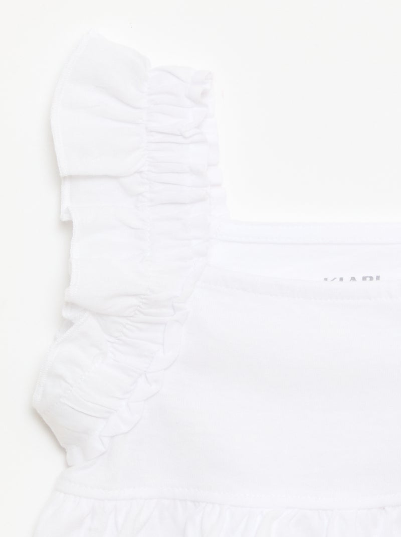 T-shirt de alças com folhos Branco - Kiabi