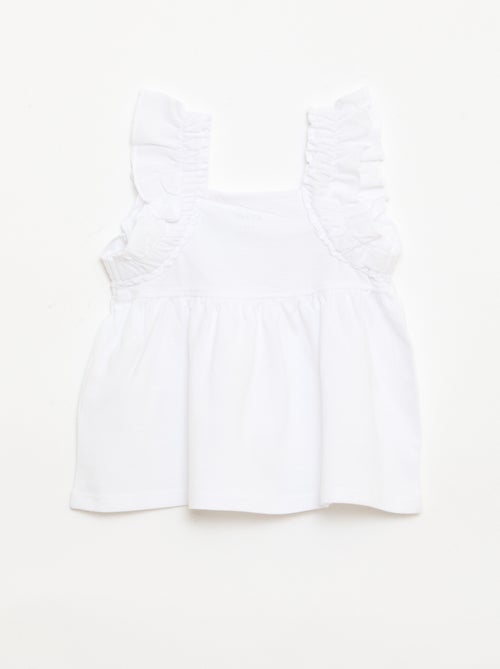 T-shirt de alças com folhos - Kiabi