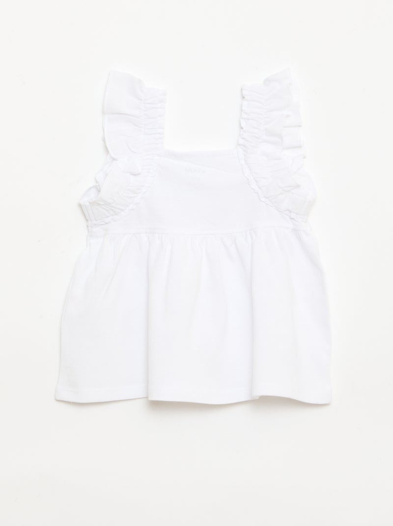 T-shirt de alças com folhos Branco - Kiabi