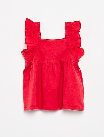 T-shirt de alças com folhos