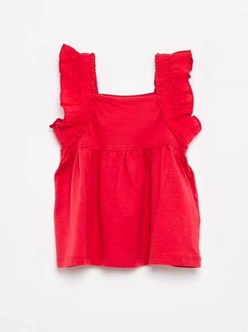 T-shirt de alças com folhos - Kiabi