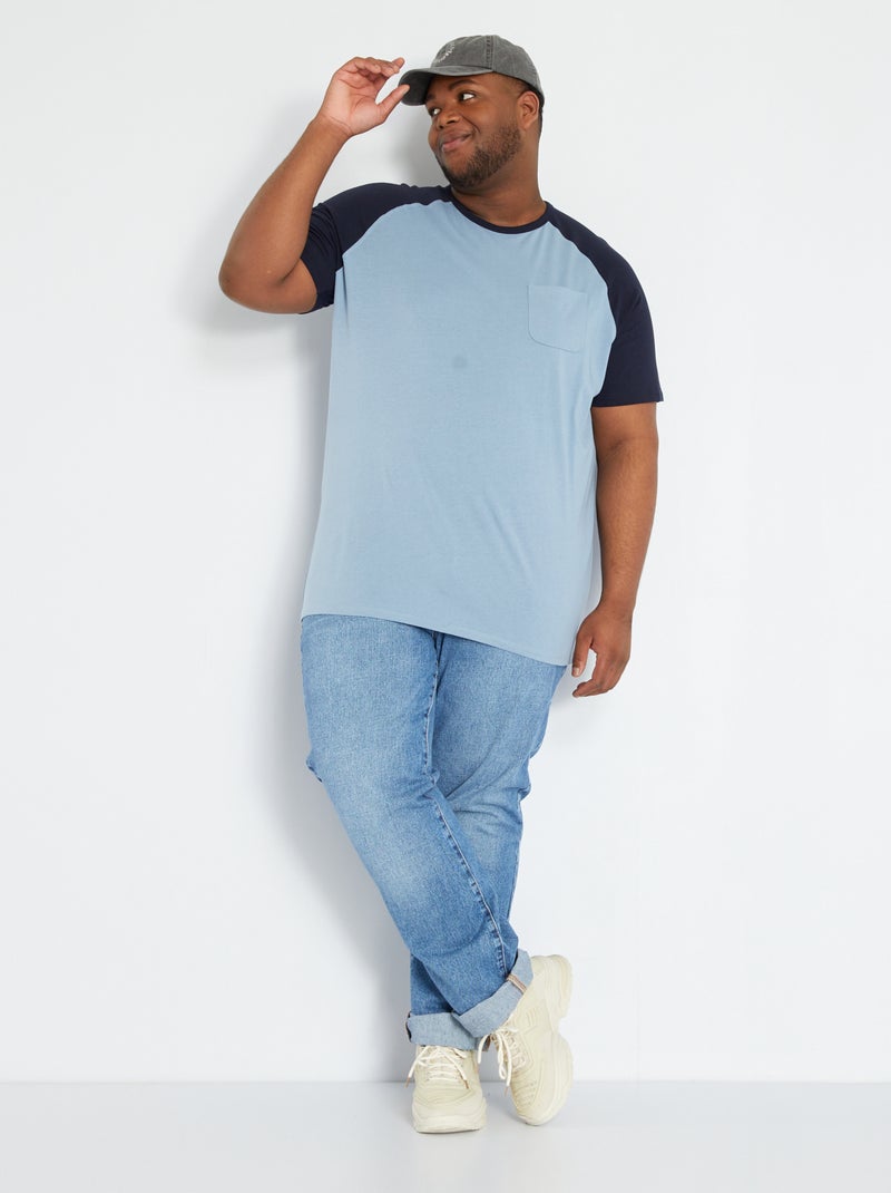 T-shirt de algodão AZUL - Kiabi