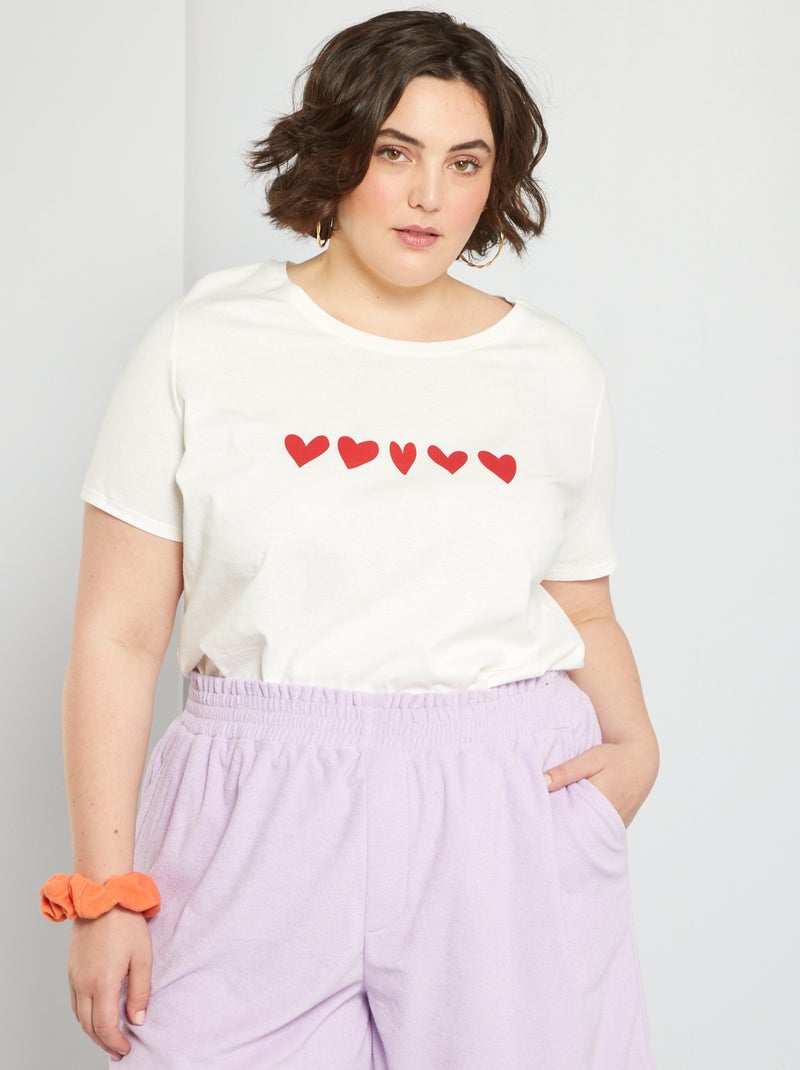 T-shirt de algodão BRANCO - Kiabi