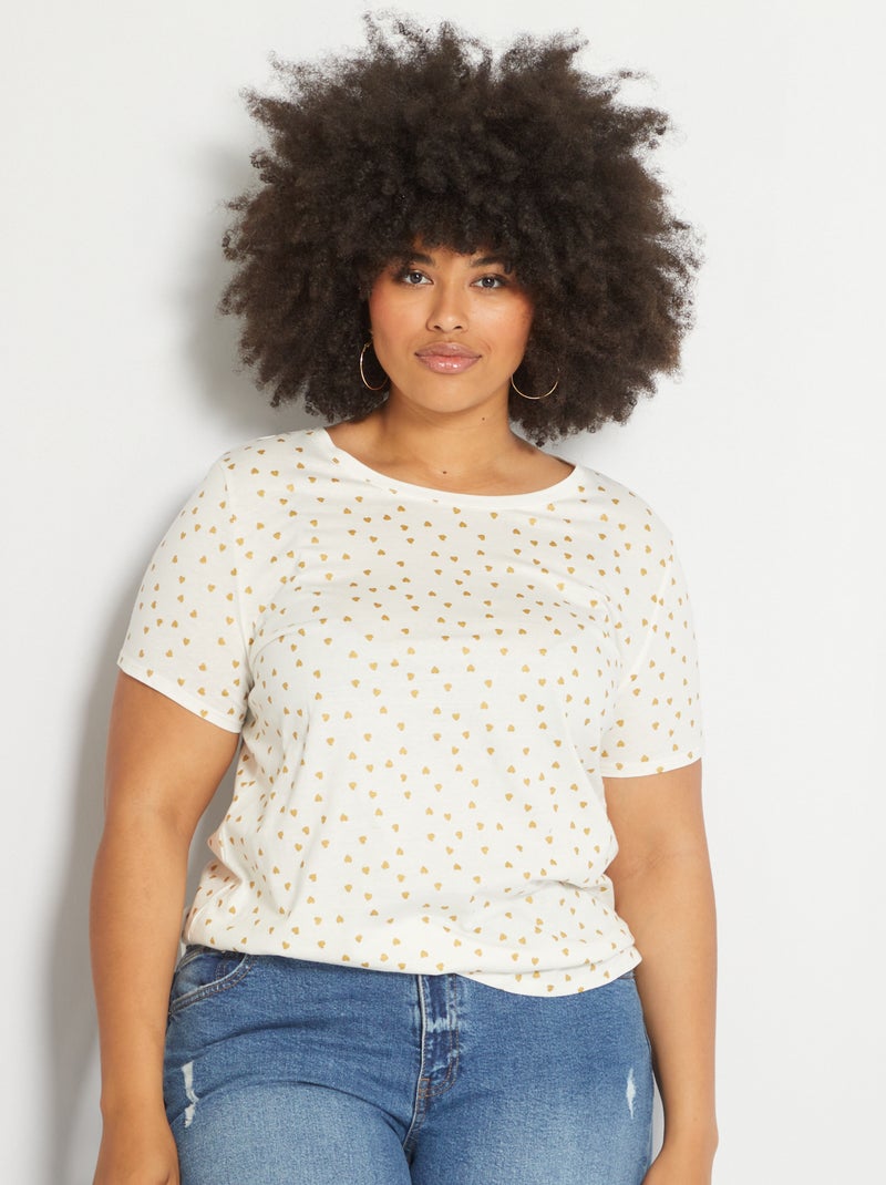 T-shirt de algodão BRANCO - Kiabi