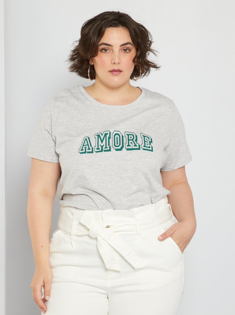 T-shirt de algodão CINZA - Kiabi