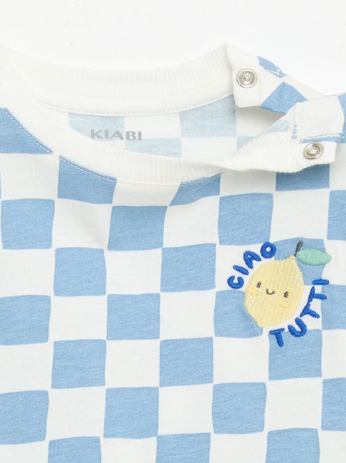 T-shirt de algodão com bordado no peito - Kiabi