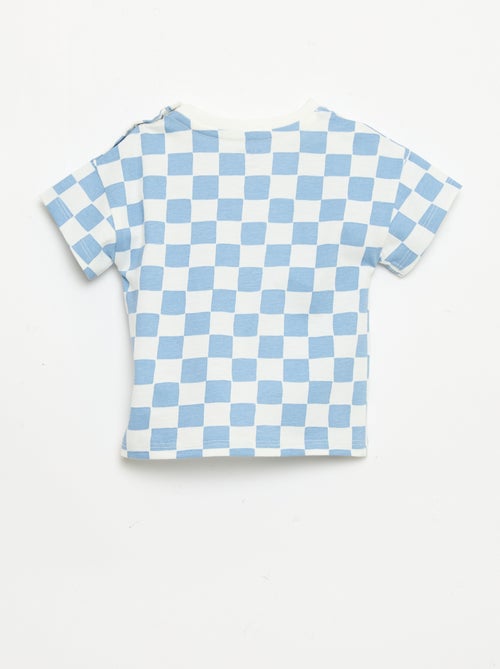 T-shirt de algodão com bordado no peito - Kiabi