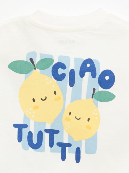 T-shirt de algodão com bordado no peito - Kiabi