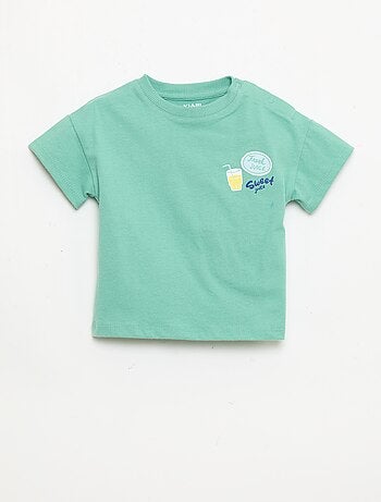 T-shirt de algodão com bordado no peito
