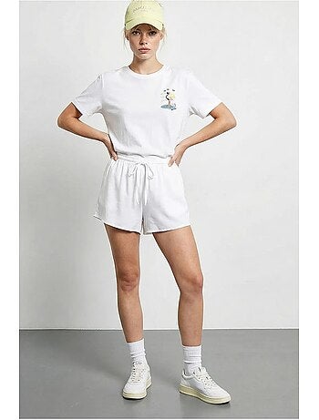 T-shirt de algodão com decote redondo bordada lucci