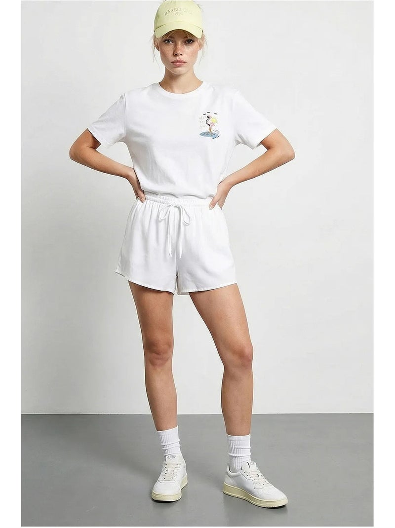 T-shirt de algodão com decote redondo bordada lucci Branco - Kiabi