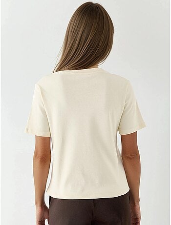 T-shirt de algodão com decote redondo busem