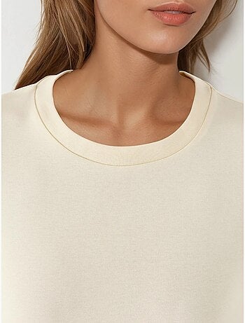 T-shirt de algodão com decote redondo busem