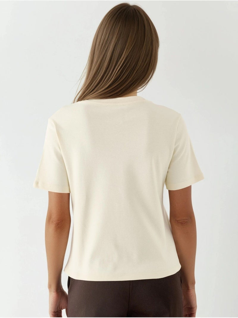 T-shirt de algodão com decote redondo busem Amarelo-limão - Kiabi