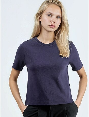 T-shirt de algodão com decote redondo busem