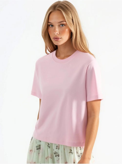 T-shirt de algodão com decote redondo busem - Kiabi T-shirt de algodão com decote redondo busem - Kiabi
