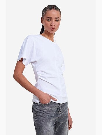 T-shirt de algodão com decote redondo para mulher dilvin