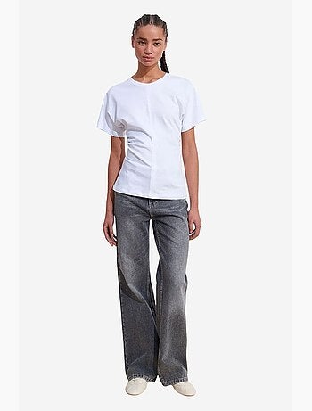 T-shirt de algodão com decote redondo para mulher dilvin