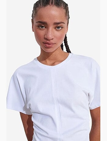 T-shirt de algodão com decote redondo para mulher dilvin