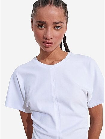 T-shirt de algodão com decote redondo para mulher dilvin
