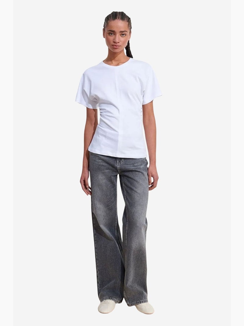 T-shirt de algodão com decote redondo para mulher dilvin Branco - Kiabi