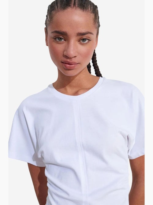 T-shirt de algodão com decote redondo para mulher dilvin - Kiabi