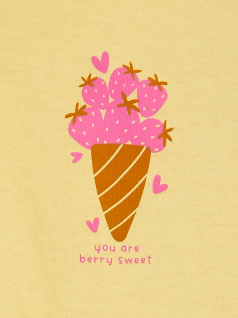 T-shirt de algodão com estampado AMARELO - Kiabi