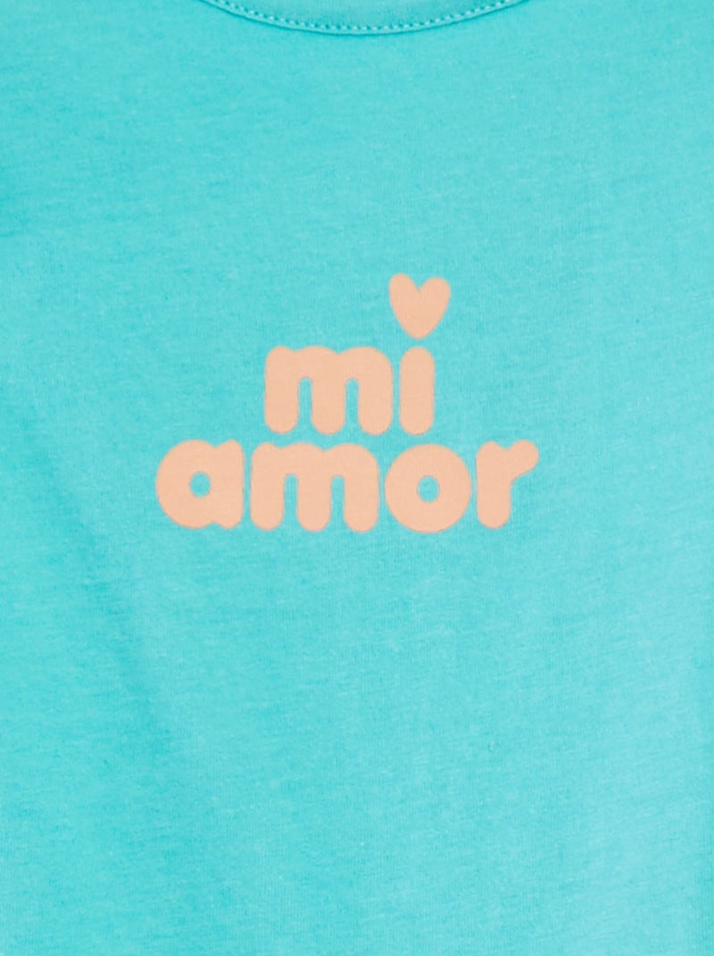 T-shirt de algodão com estampado AZUL - Kiabi