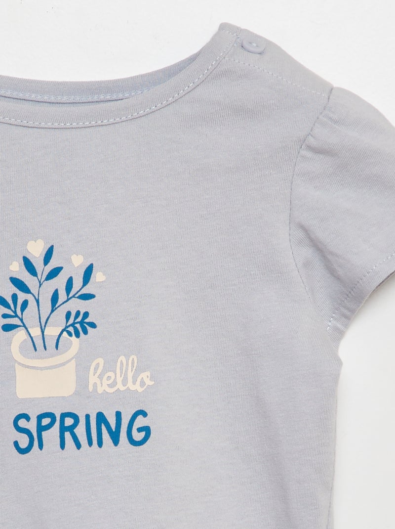 T-shirt de algodão com estampado AZUL - Kiabi