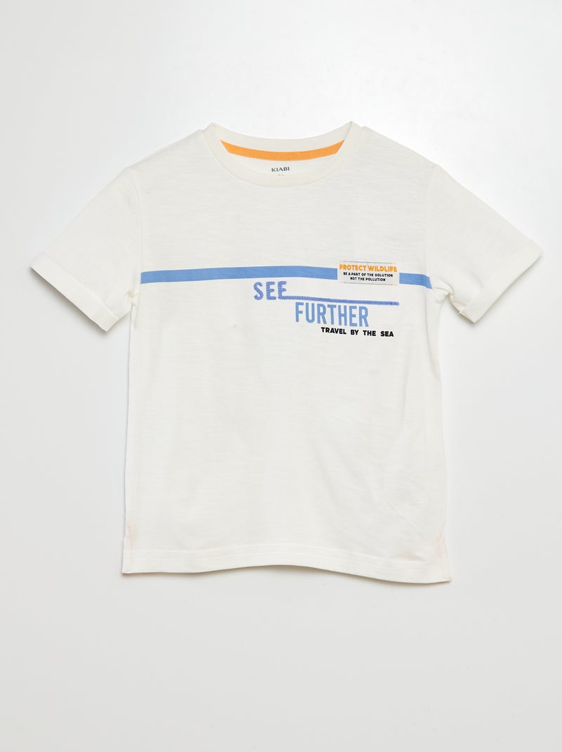 T-shirt de algodão com estampado BEGE - Kiabi