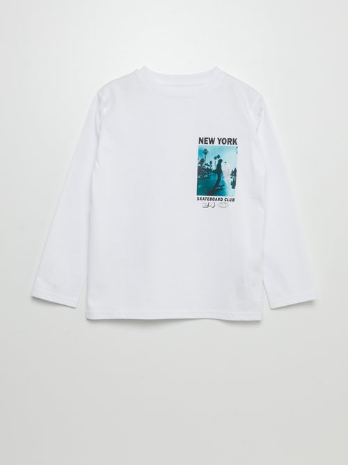 T-shirt de algodão com estampado - Kiabi